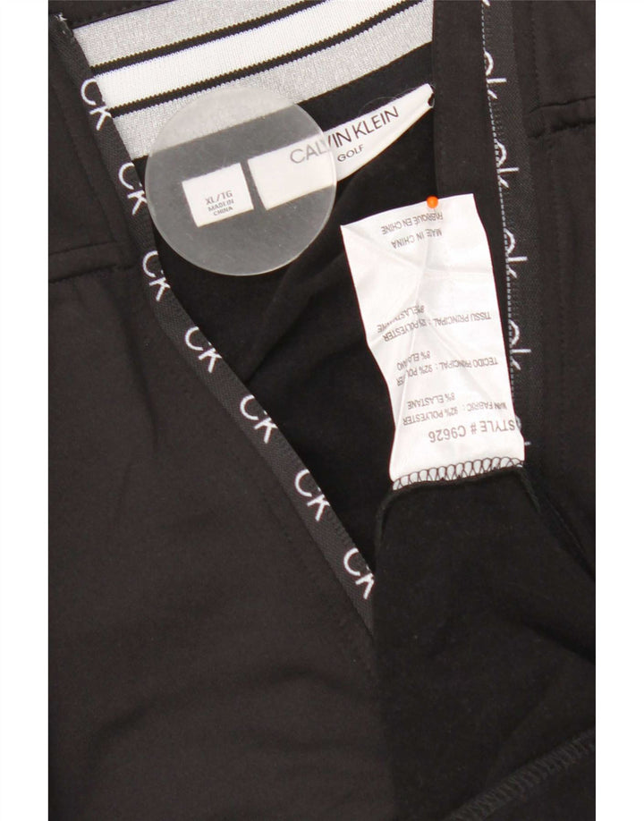 Calvin Klein - Chándal para hombre con cremallera y cuello de golf, talla XL, poliéster negro