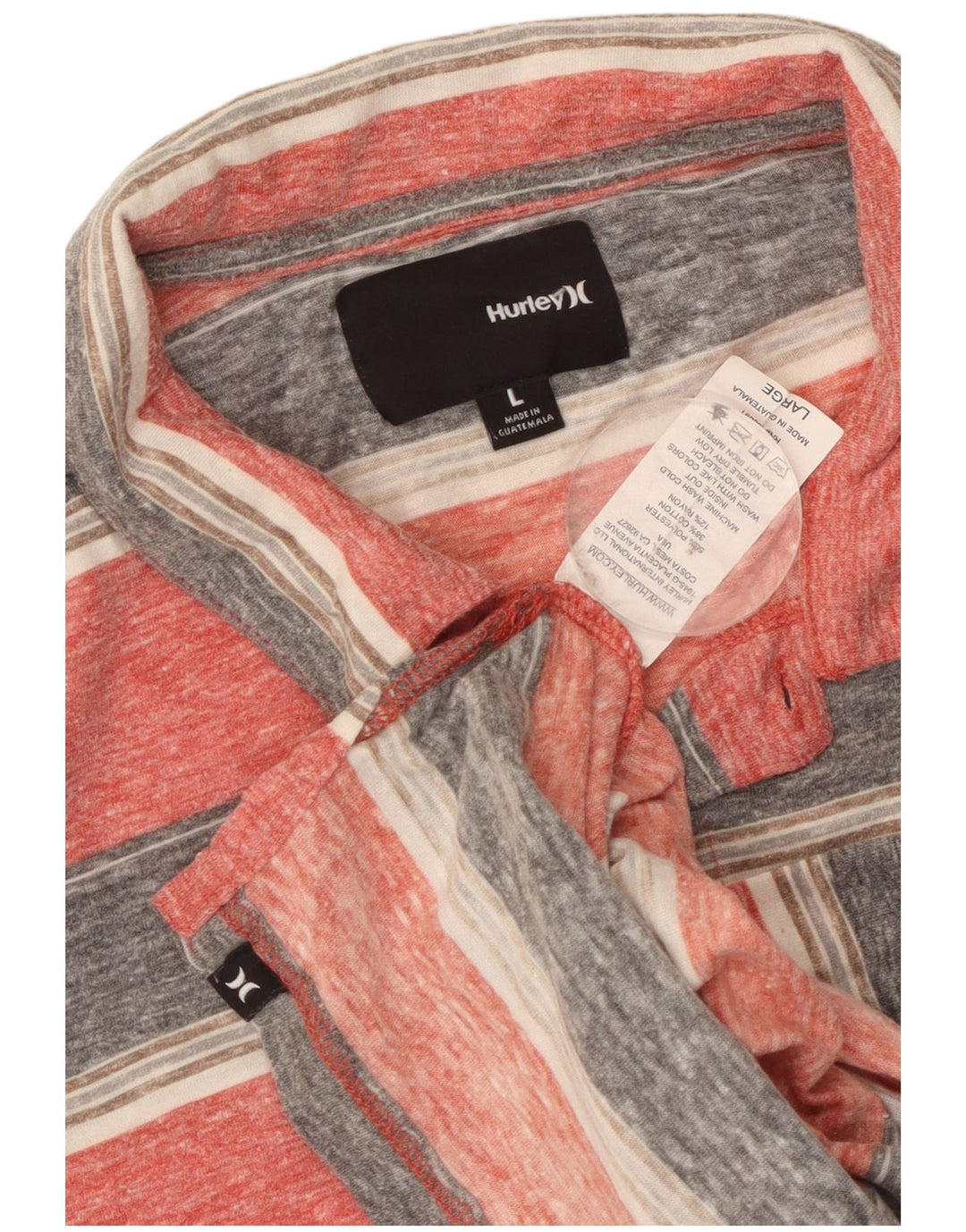 Hurley Polo Hombre Poliéster A Rayas Rosa Grande