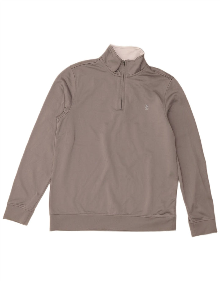 Izod Hombre Zip Neck Sudadera Jumper Small Gris Poliéster