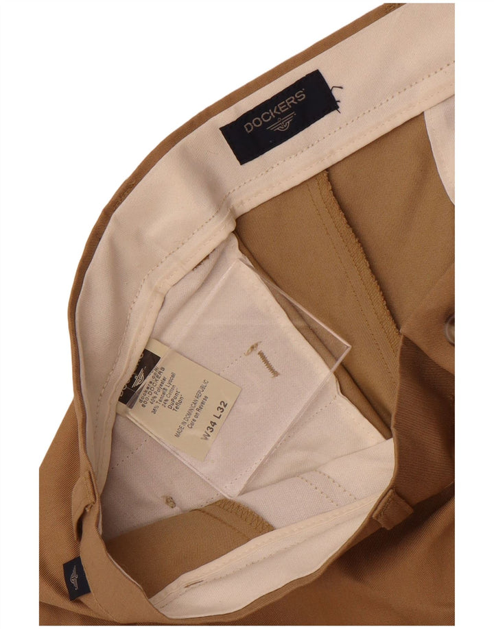 Dockers Pantalón chino recto para hombre W34 L32 Poliéster beige