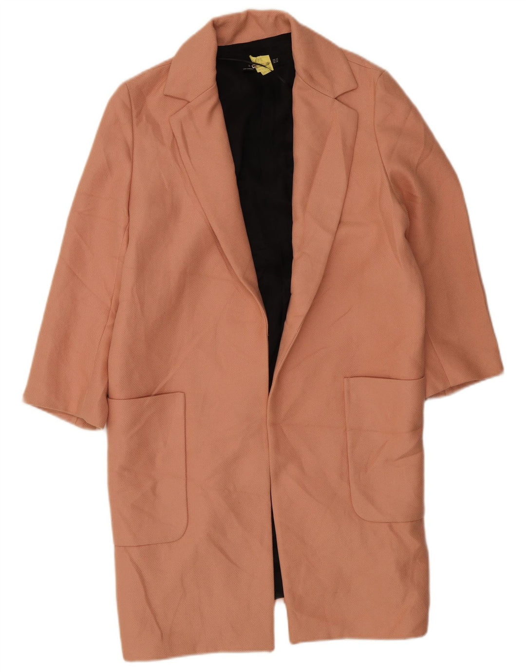 Zara Chaqueta tipo blazer abierta y larga de gran tamaño para mujer UK 6 XS Poliéster rosa