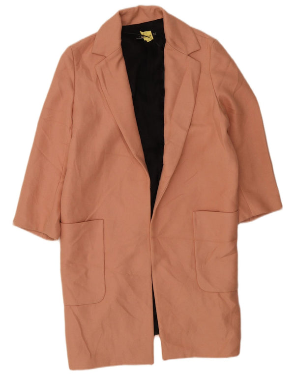 Zara Chaqueta tipo blazer abierta y larga de gran tamaño para mujer UK 6 XS Poliéster rosa