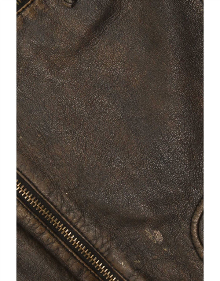 Camel Active Chaqueta de cuero para hombre IT 50 Large Brown
