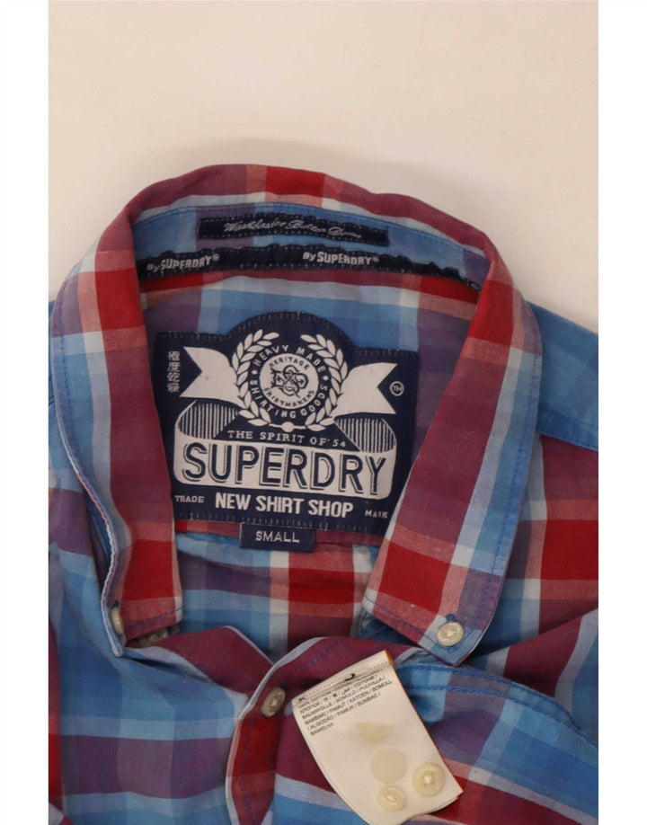 Camisa Superdry Hombre De Algodón A Cuadros Azul Pequeño