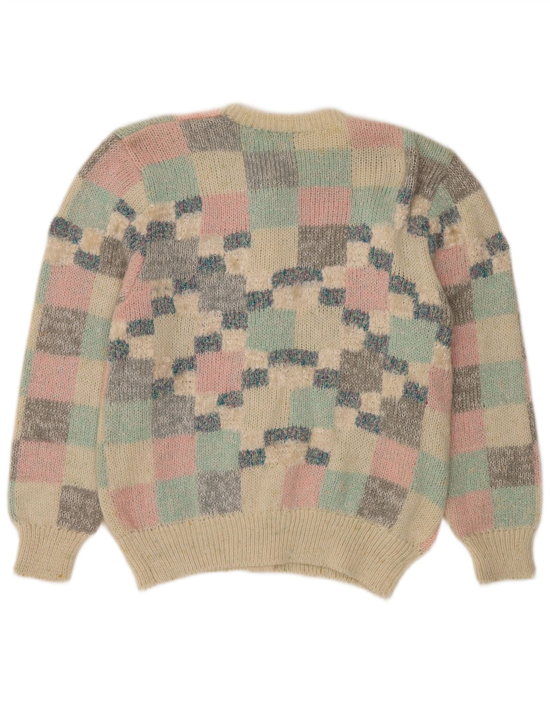 VINTAGE Mujer Cardigan Suéter Reino Unido 16 Grande Multicolor Geométrico