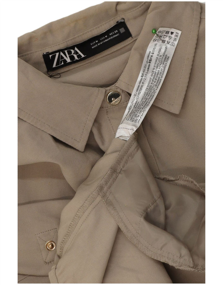 Zara Mujer Vestido Camisero Extragrande UK 44 Viscosa Beige Medio