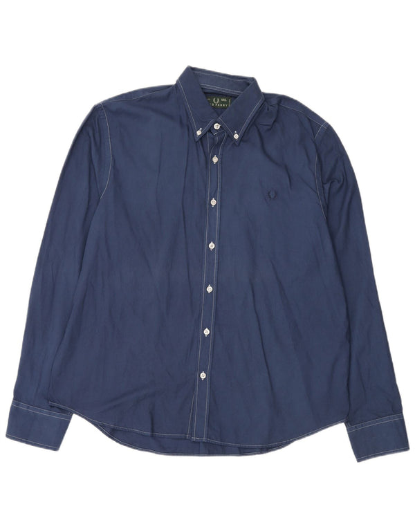 Fred Perry Camisa Slim Fit Para Hombre 2XL Algodón Azul Marino