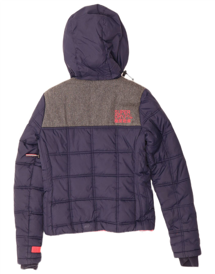 Superdry Chaqueta de esquí extragrande con capucha para mujer UK 6 XS Poliéster azul marino