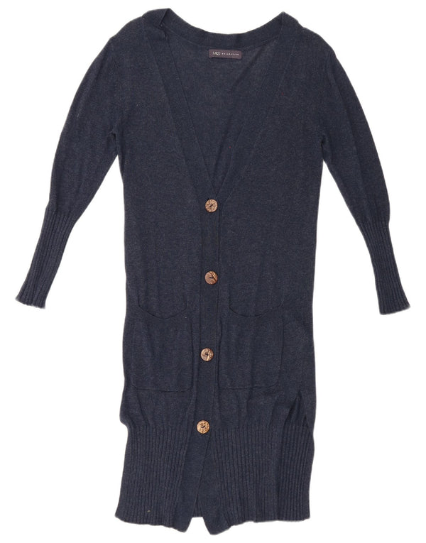 Marks & Spencer Suéter tipo cárdigan largo para mujer UK 10 Small Azul marino