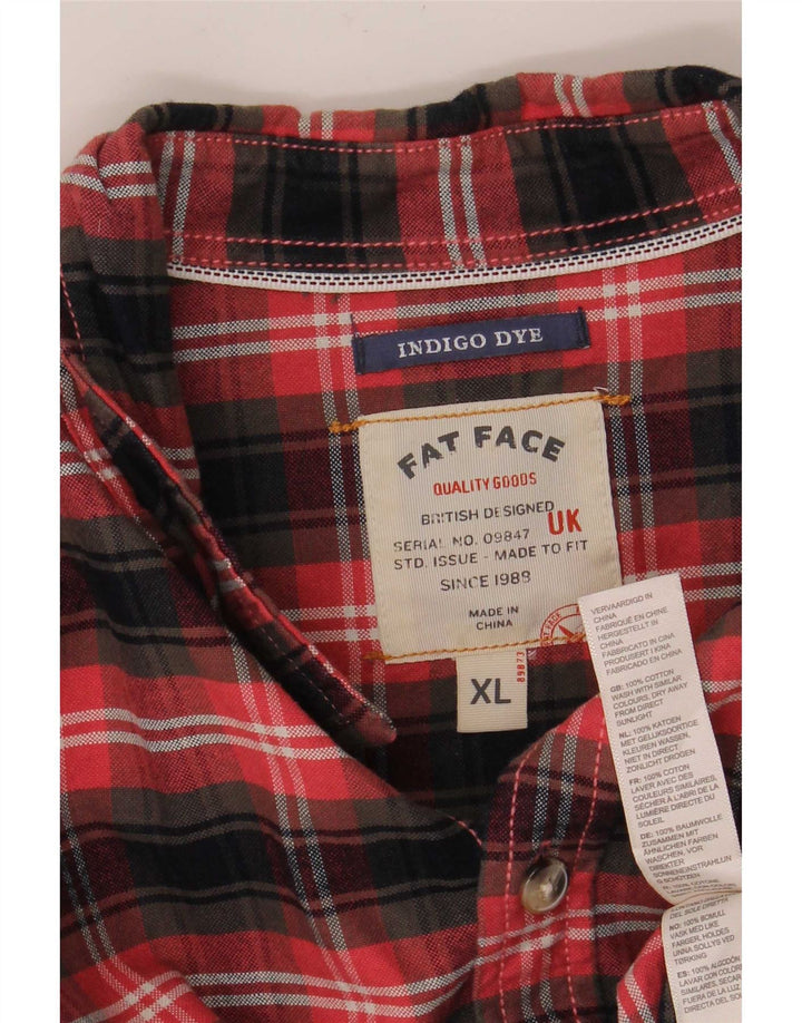 Camisa de franela para hombre Fat Face XL de algodón a cuadros rojos