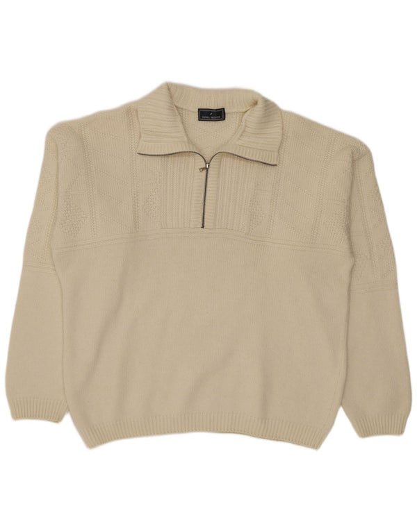 Daniel Hechter Jersey con cuello y cremallera para hombre XL Off White
