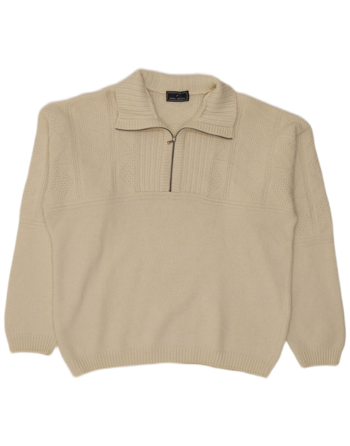 Daniel Hechter Jersey con cuello y cremallera para hombre XL Off White