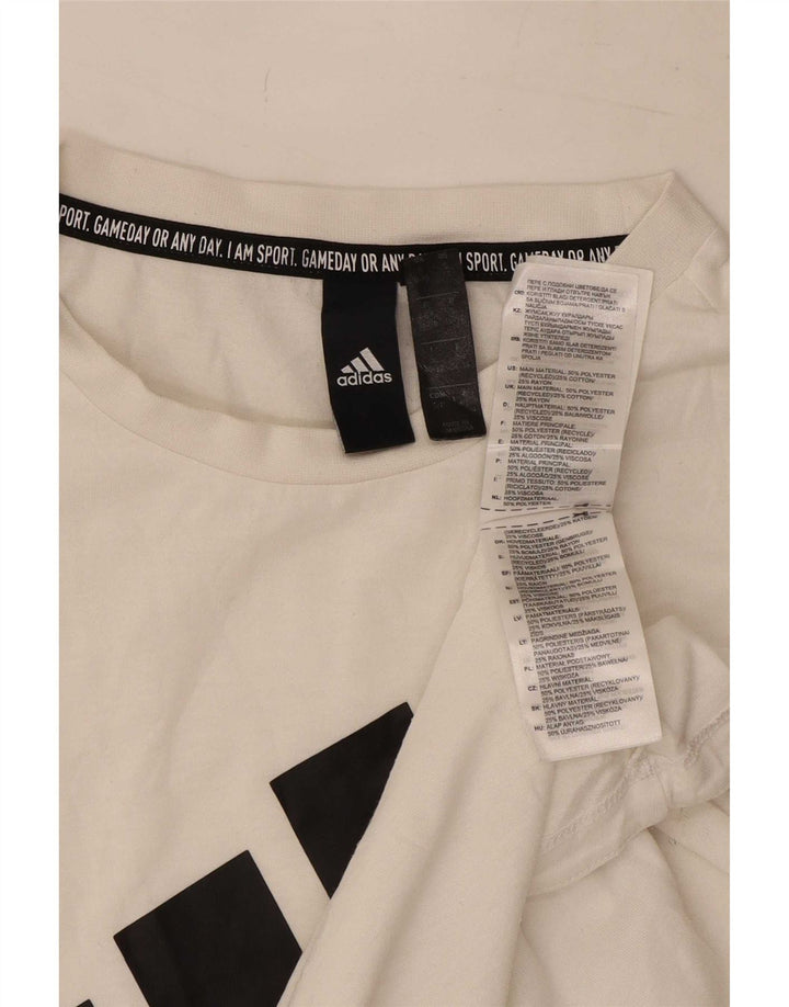 Adidas Mujer Gráfico Chaleco Top UK 8/10 Pequeño Poliéster Blanco
