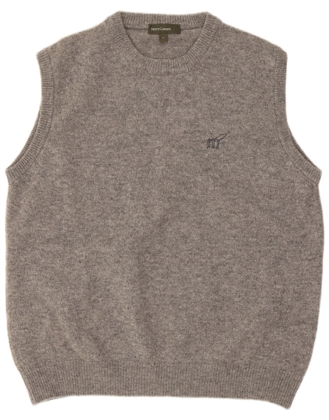 Henry Cottons - Chaleco para hombre, camiseta sin mangas, talla grande, lana virgen gris