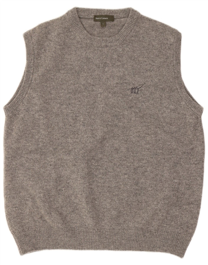 Henry Cottons - Chaleco para hombre, camiseta sin mangas, talla grande, lana virgen gris