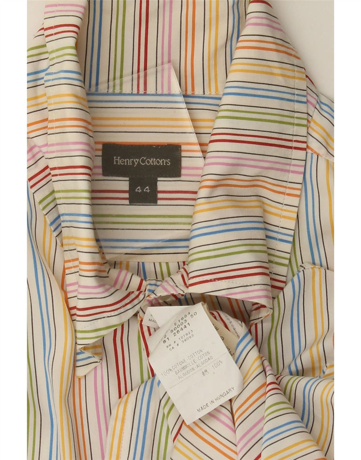 HENRY COTTONS Camisa para hombre Talla 44 XL Algodón a rayas multicolor