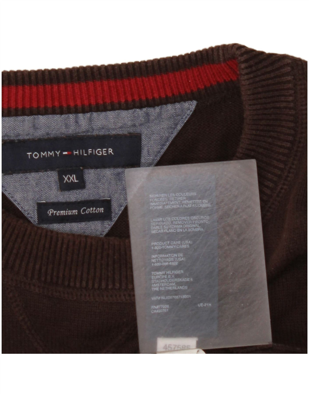 TOMMY HILFIGER Jersey holgado con cuello redondo para hombre 2XL Algodón marrón