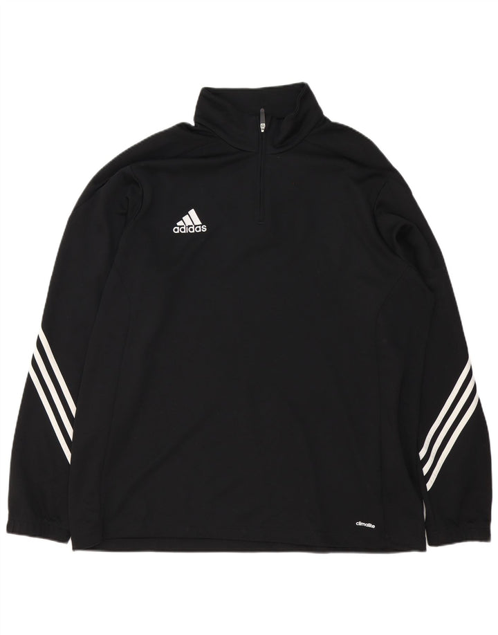 Adidas Climalite - Chándal con cremallera y cuello para hombre, talla 2XL, poliéster negro