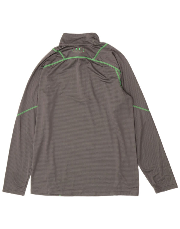 Under Armour Hombres Zip Neck Top Manga Larga Grande Gris Poliéster Deportes