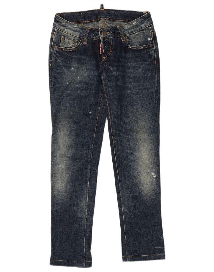 Vaqueros ajustados desgastados para mujer Dsquared2 IT 38 XS W28 L29 Algodón azul