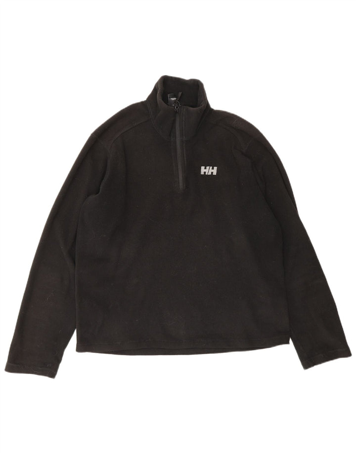 HELLY HANSEN Mens Petite Zip Neck Fleece Jumper Small Black Polyester