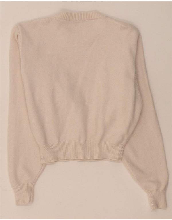 Zara Mujer Crop Crew Neck Jumper Sweater UK 44 Medio Beige Viscosa
