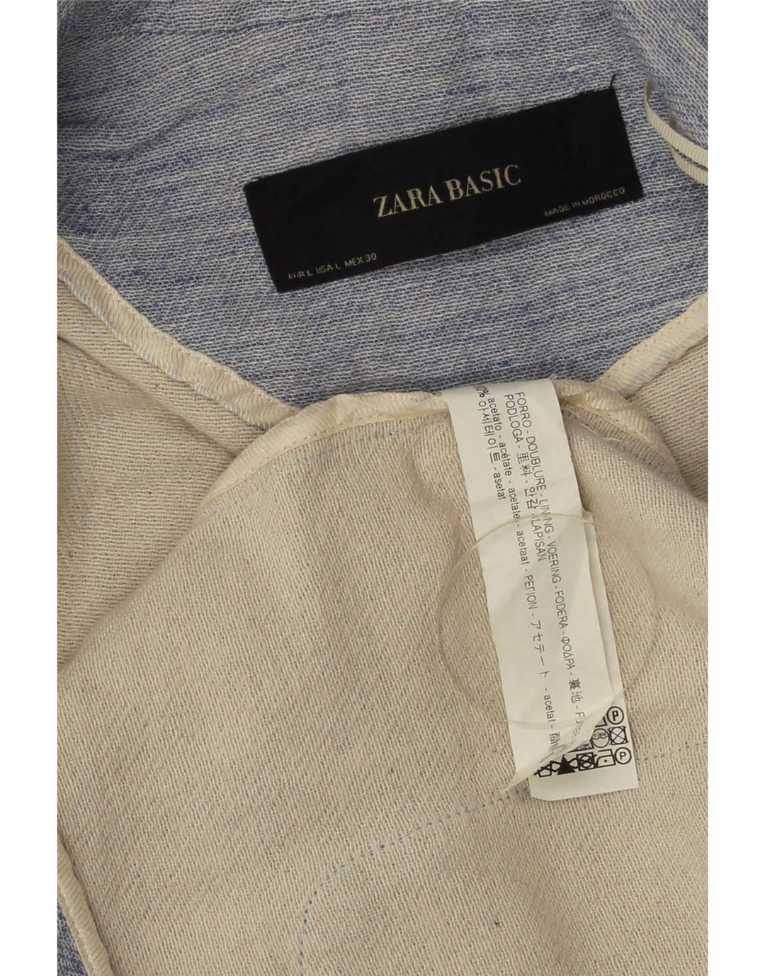 Zara Chaqueta tipo blazer abierta para mujer UK 44 Grande Acetato moteado azul