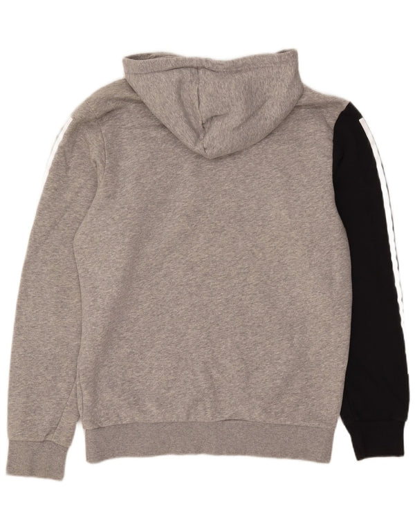Adidas Hombre Sudadera Con Capucha Gráfica Jersey De Algodón Color Block Gris Medio