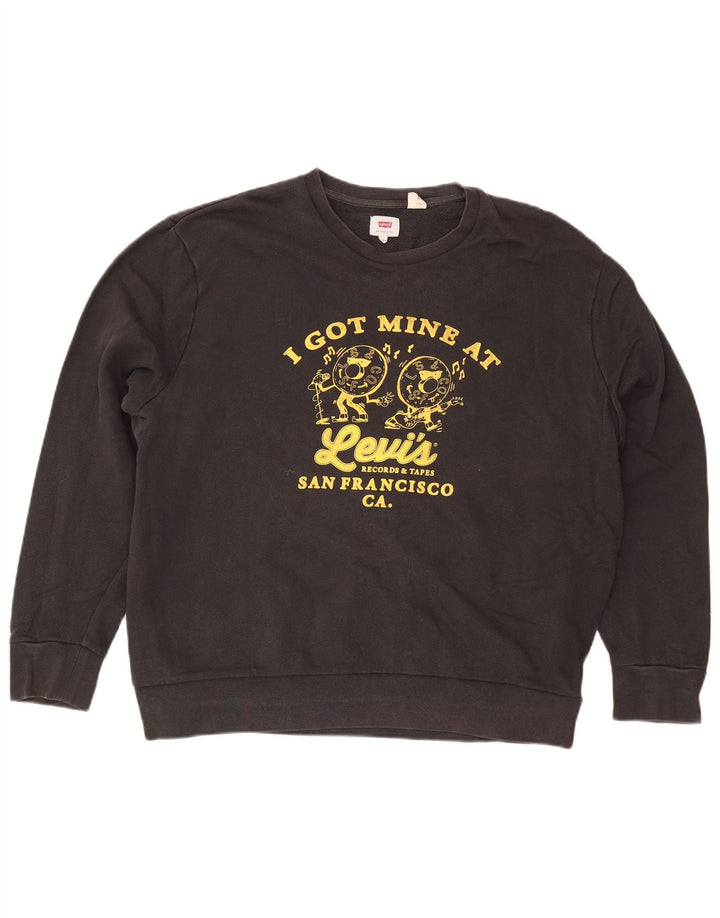Levi's Sudadera gráfica para hombre Jumper 2XL Algodón negro