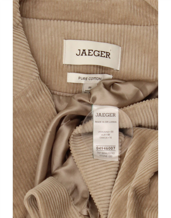 JAEGER Chaqueta tipo blazer de pana con 1 botón para mujer UK 20 2XL Algodón beige