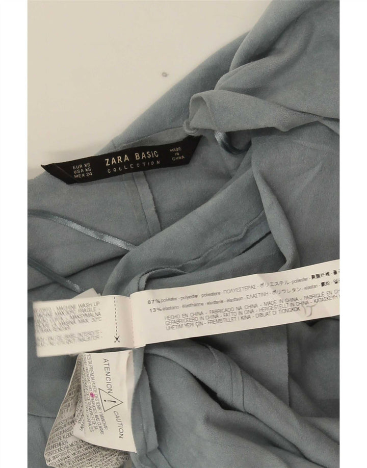 Zara Mujer Cárdigan Asimétrico Top UK 6 XS Poliéster Azul