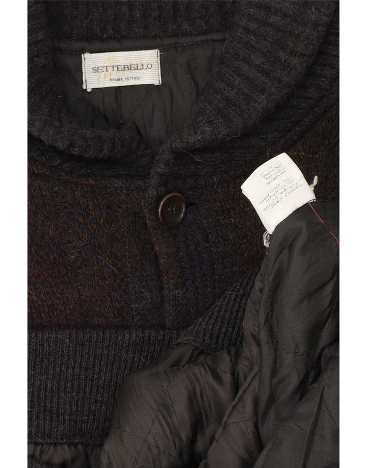 Settebello Suéter tipo cárdigan para hombre Acrílico a cuadros gris grande
