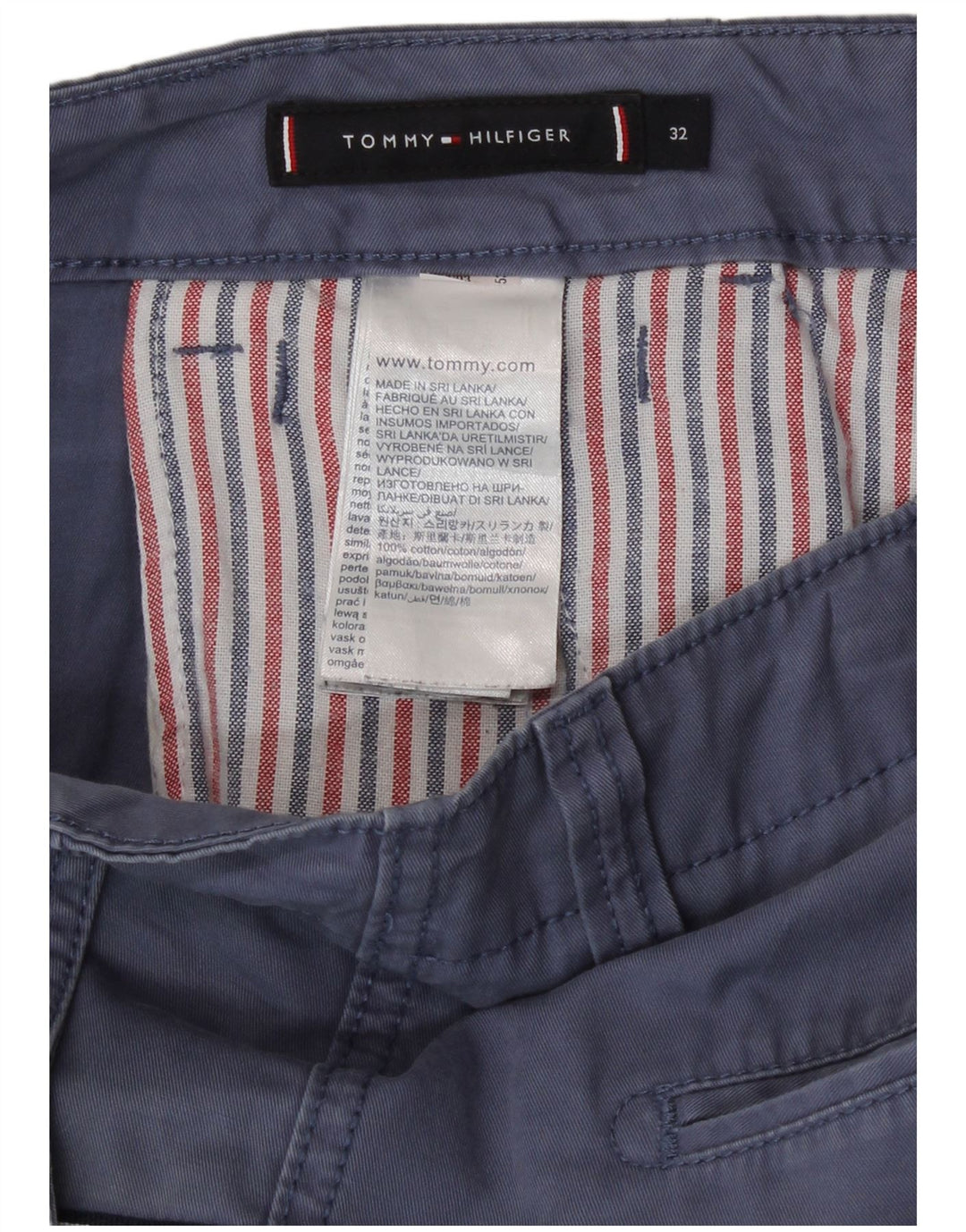Tommy Hilfiger Shorts Cargo Hombre W32 Algodón Azul Medio