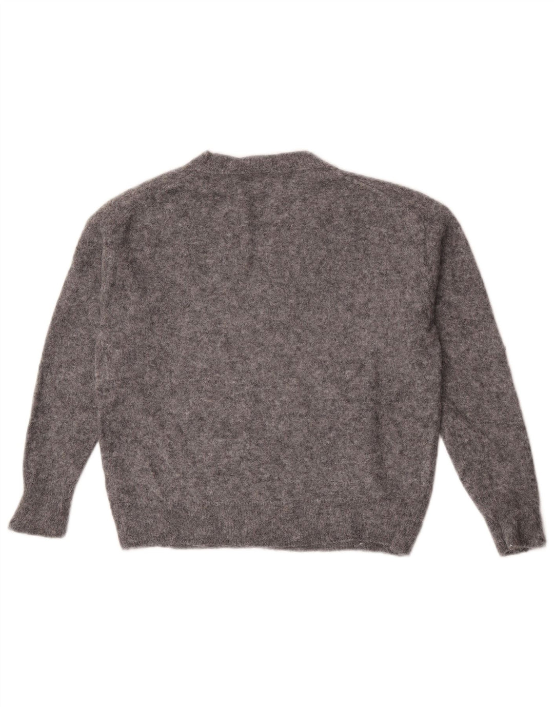 Zara Mujer Jersey Oversize con Cuello en V UK 10 Small Gris Moteado