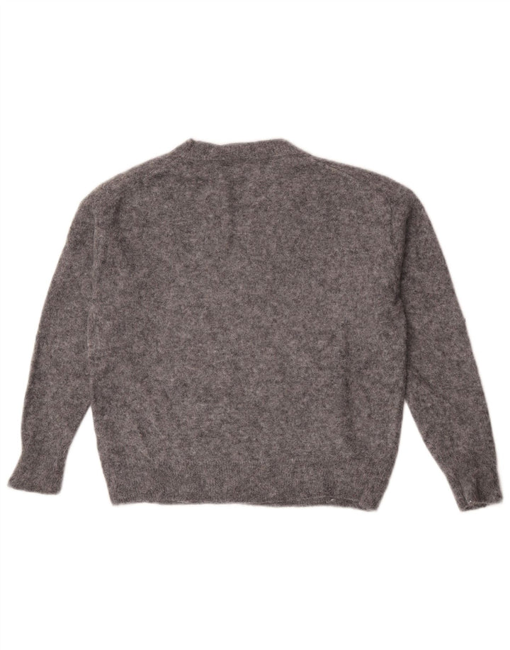 Zara Mujer Jersey Oversize con Cuello en V UK 10 Small Gris Moteado