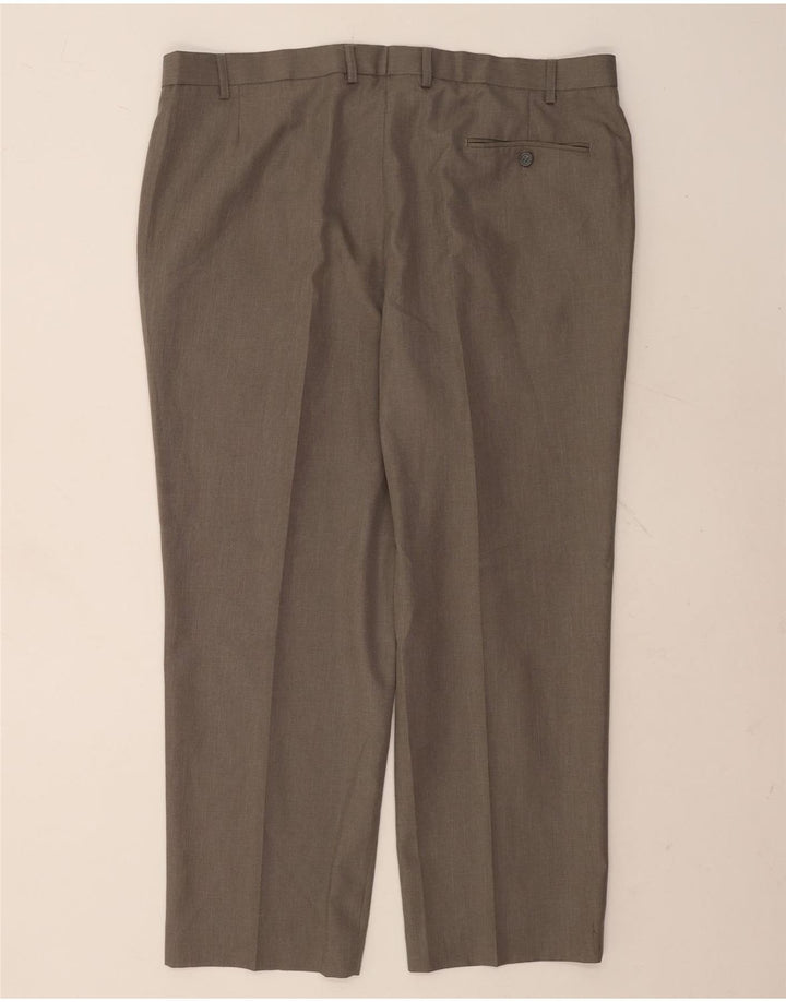 Marks & Spencer Pantalones de traje con pinzas y ajuste a medida para hombre W42 L29 Gris