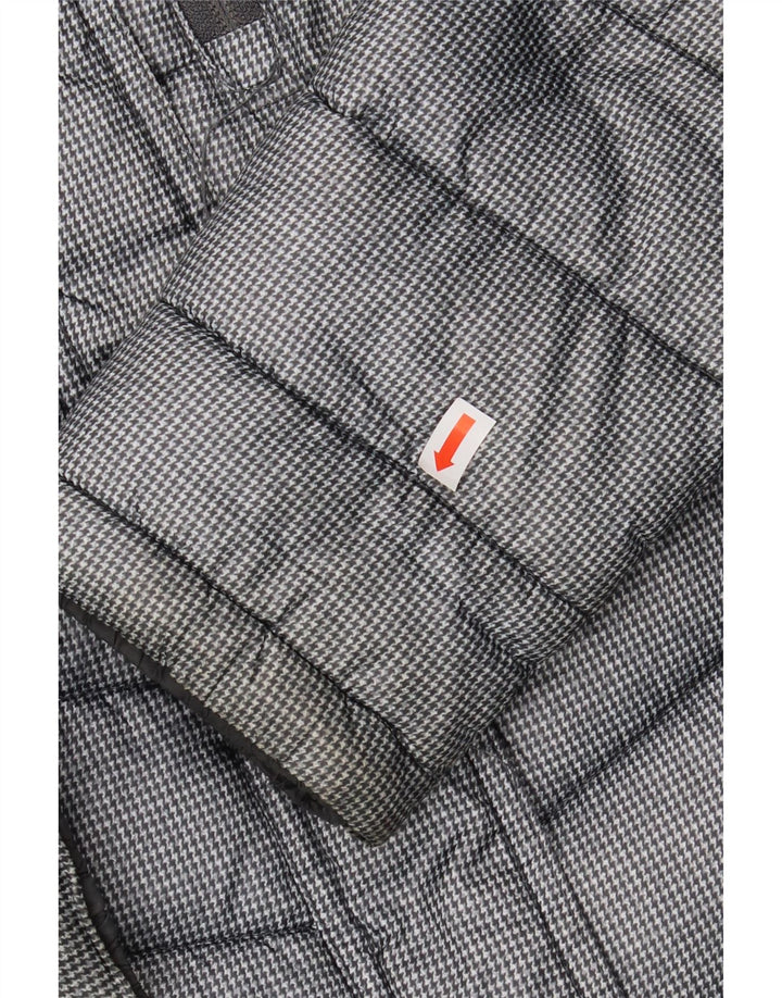 SUPERDRY Womens Hooded Padded Coat UK 10 Small Grey Houndstooth Polyester Vintage Superdry and Second-Hand Superdry from Messina Hembry 