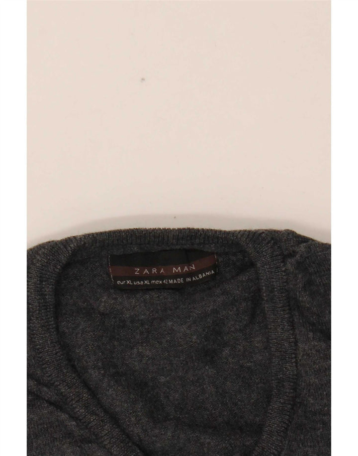Zara Hombre Jersey Cuello Pico Jersey XL Gris