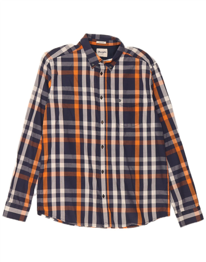 Wrangler Camisa Regular Fit De Algodón A Cuadros Azul Marino Medio Para Hombre