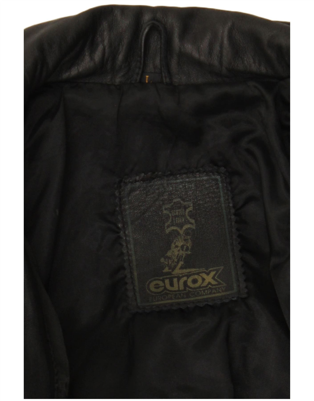 EUROX Chaqueta de carreras de cuero con gráfico para hombre UK 40 Large Black Leather