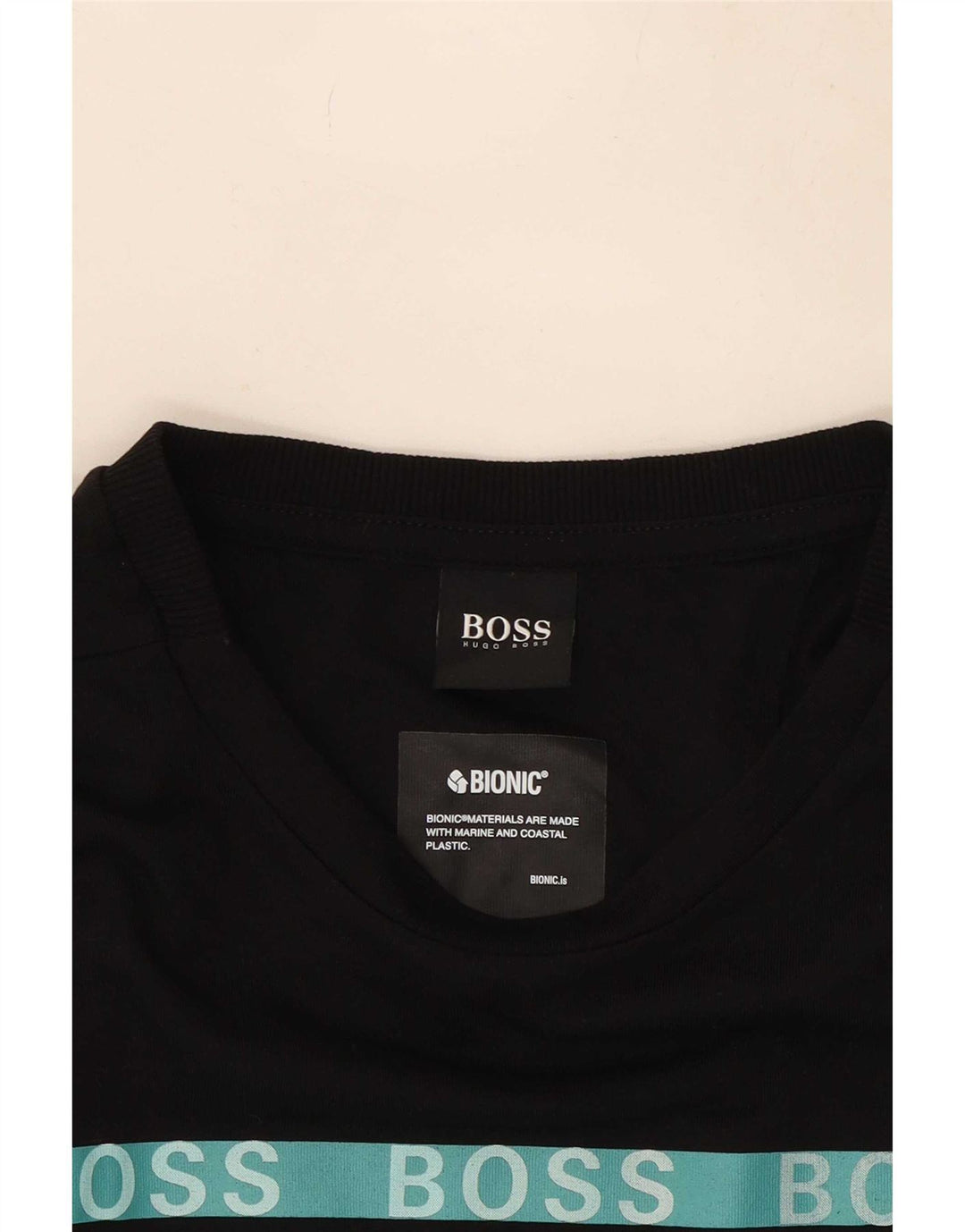 Hugo Boss Hombre Camiseta Gráfica Top Pequeño Algodón Negro