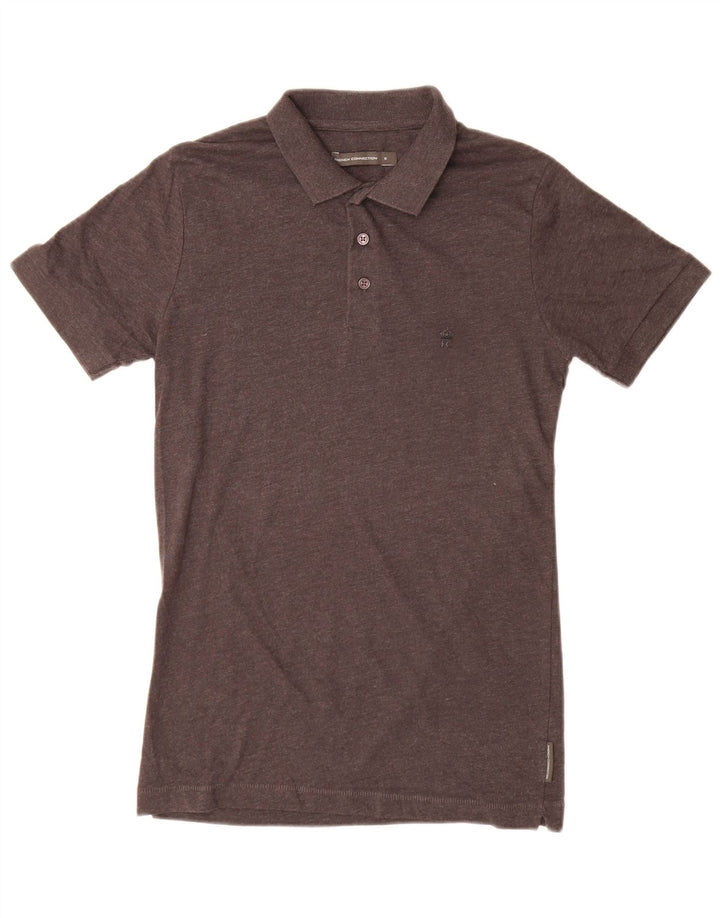 French Connection Polo para hombre pequeño de algodón gris
