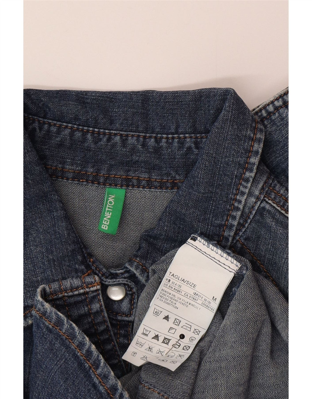 Camisa Vaquera Benetton Mujer ES 42 Azul Medio Algodón