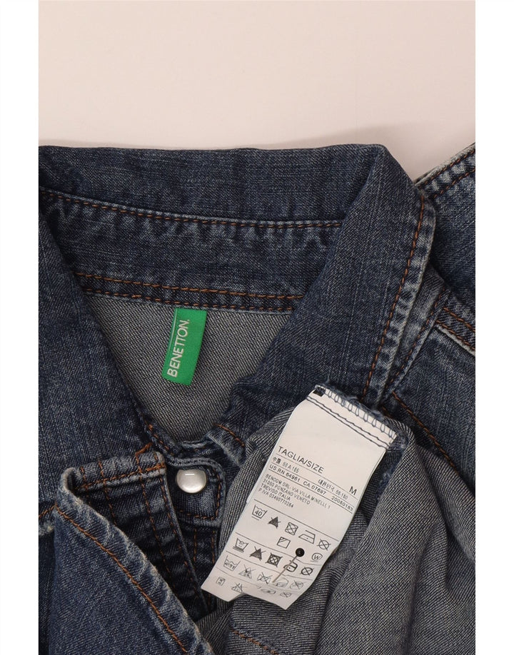 Camisa Vaquera Benetton Mujer ES 42 Azul Medio Algodón