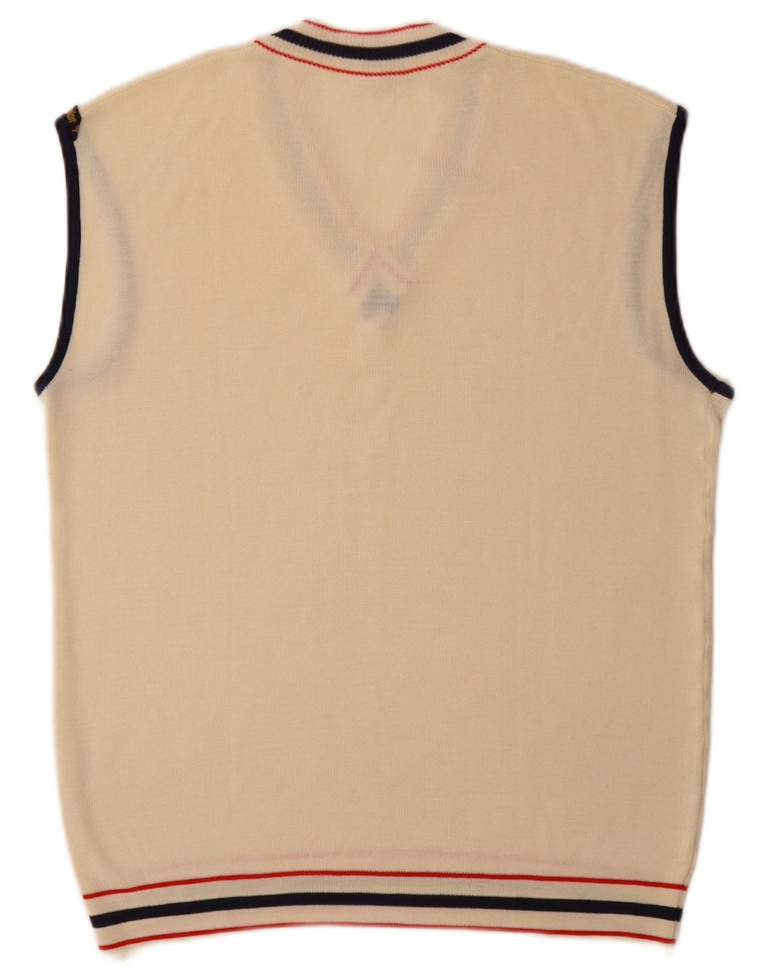 Vintage hombres chaleco tanque top pequeño beige acrílico
