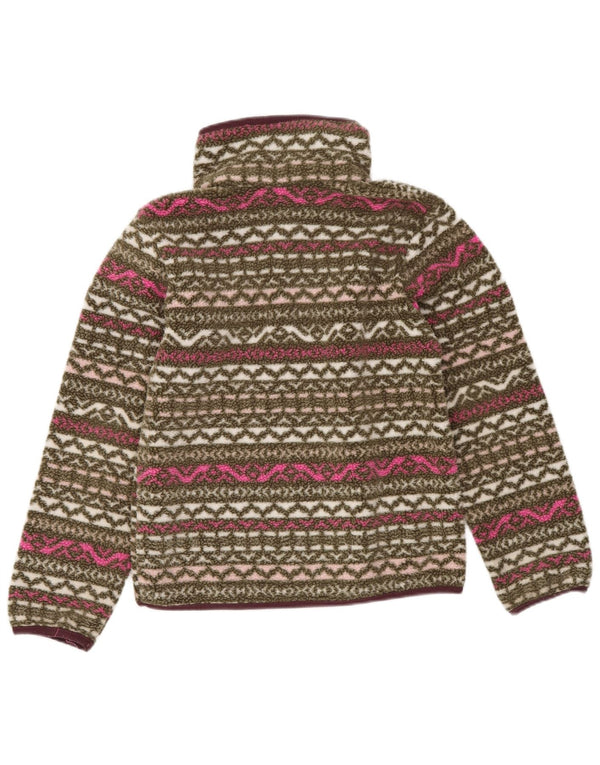 Columbia Jersey polar con cuello de botón para niñas 7-8 años Small Khaki Fair Isle