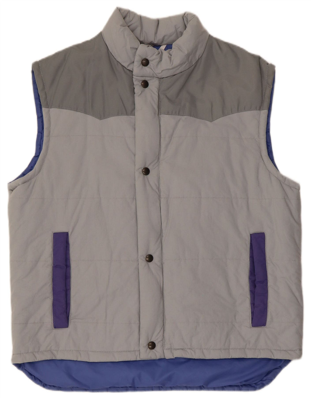 Chaleco acolchado vintage para hombre IT 54 2XL Bloque de color gris