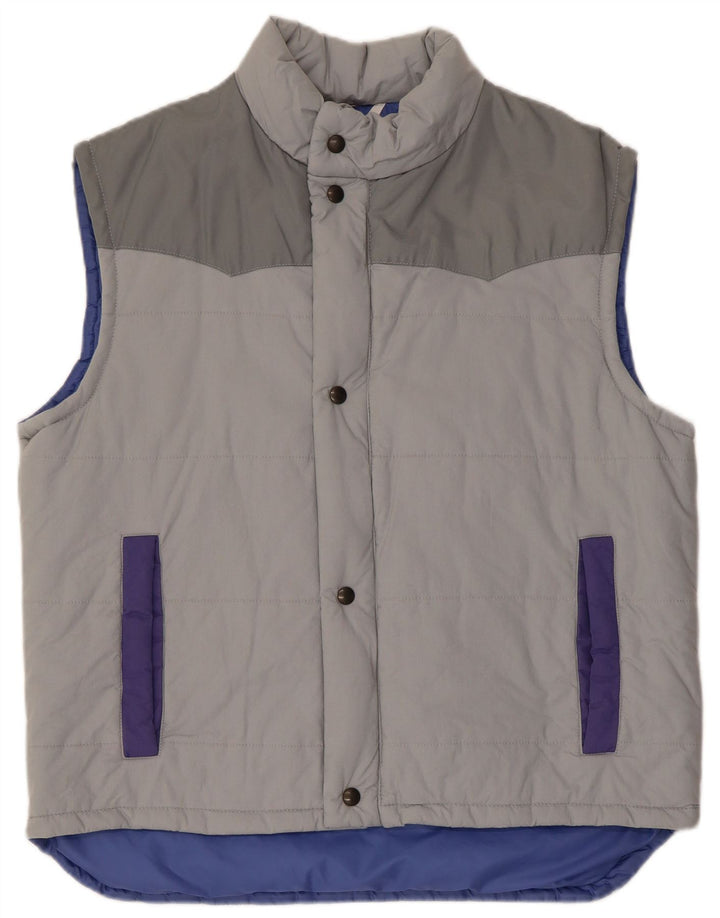 Chaleco acolchado vintage para hombre IT 54 2XL Bloque de color gris