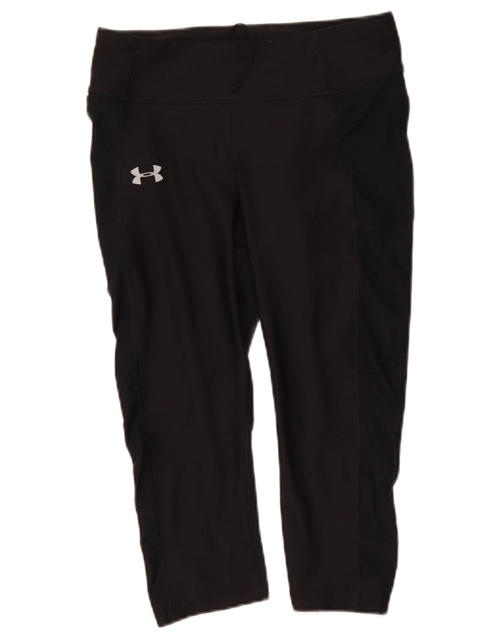 Under Armour Leggings Capri Heat Gear para Mujer UK 12 Mediano Negro Poliéster