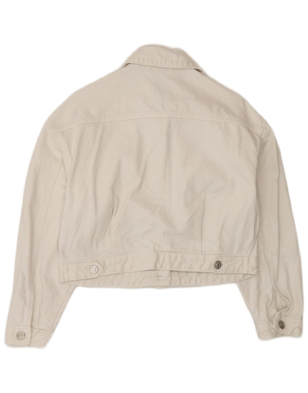 Zara Mujer Crop Chaqueta Vaquera Extragrande UK 6 XS Algodón Blanco